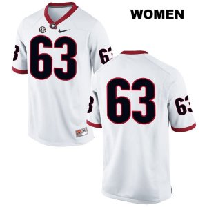 Women's Georgia Bulldogs NCAA #63 Sage Hardin Nike Stitched White Authentic No Name College Football Jersey LUF5254PE